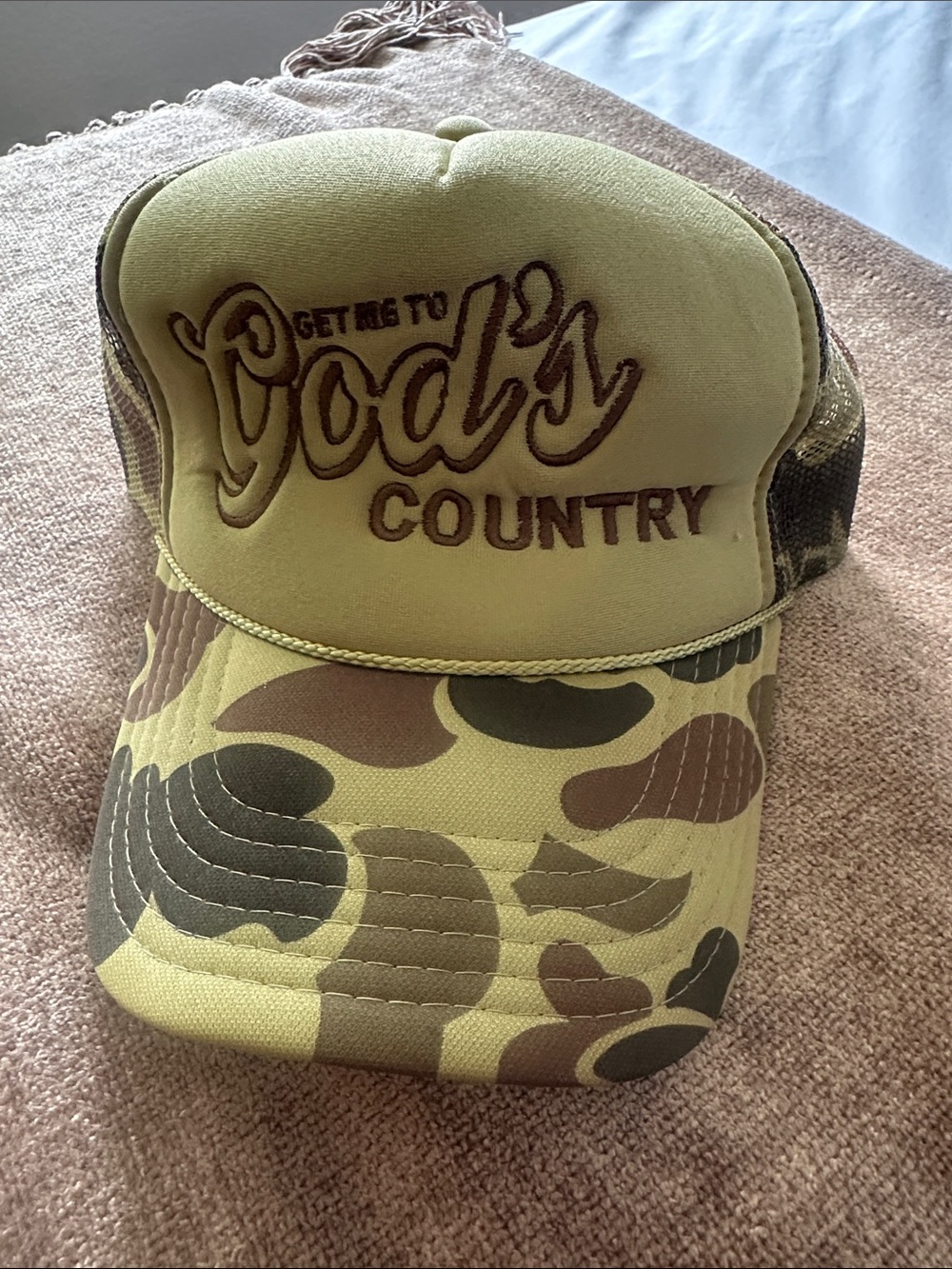 God's Country Camo Trucker Hat - Olive/Brown